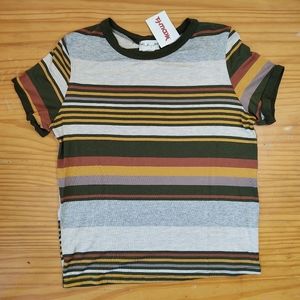 Gaze Soft Women's Striped Tee Earth Tones